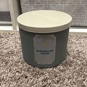 Bath and Body Works Gray Marshmallow Fireside three wick Candle NEW
